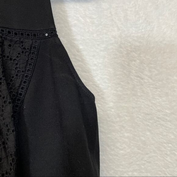 J. Crew Collection Black Ponte Eyelet A Line Dress Size 6 - Picture 6 of 9